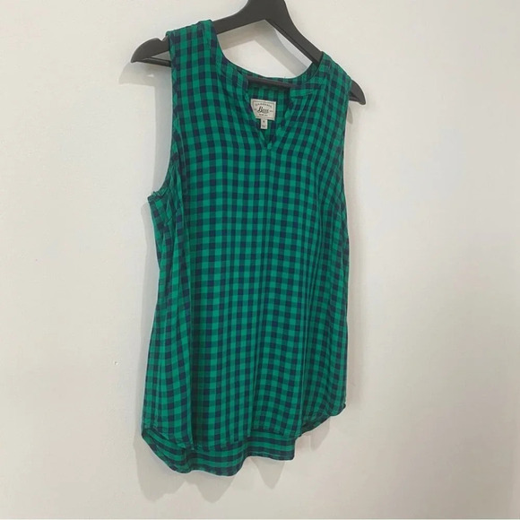 G.H. Bass & Co Women's M Plaid Summer Tank Top Green 100% Viscose - Picture 4 of 15